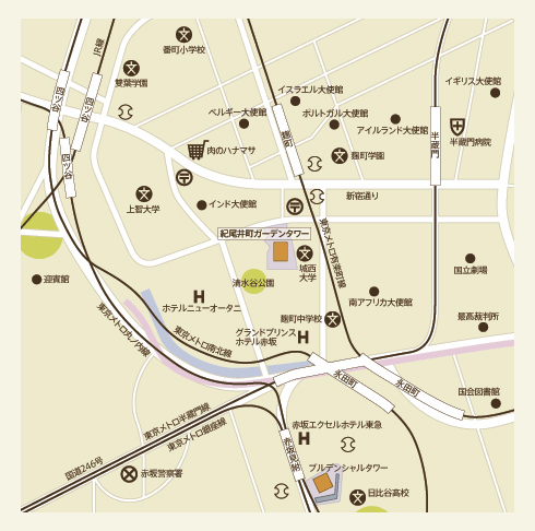 図：紀尾井町ガーデンタワー近隣マップ
